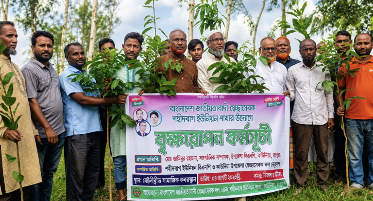 কাউনিয়ায় শহীদবাগ ইউনিয়ন স্বেচ্ছাসেবক দলের উদ্যোগে বৃক্ষরোপণ ও পরিচ্ছন্নতা কর্মসূচি অনুষ্ঠিত