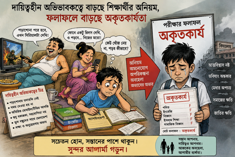 দায়িত্বহীন অভিভাবকত্বে বাড়ছে শিক্ষার্থীর অনিয়ম, ফলাফলে বাড়ছে অকৃতকার্যতা