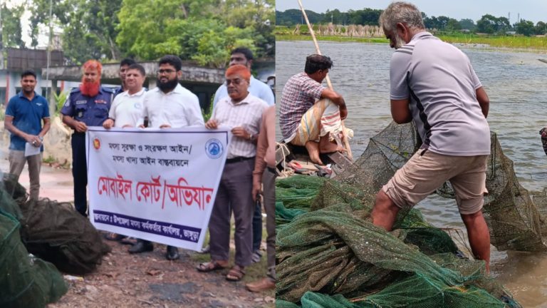 ভাঙ্গুড়ায় ৭৫টি চায়না দুয়ারি জাল জব্দ, আগুনে পুড়িয়ে ধ্বংস