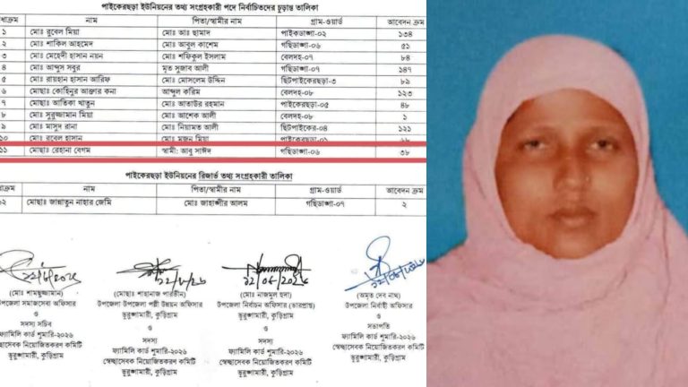 ফ্যামিলি কার্ডের তথ্য সংগ্রহকারী ইউপি সদস্য, আবেদনে পেশা ‘গৃহিণী’