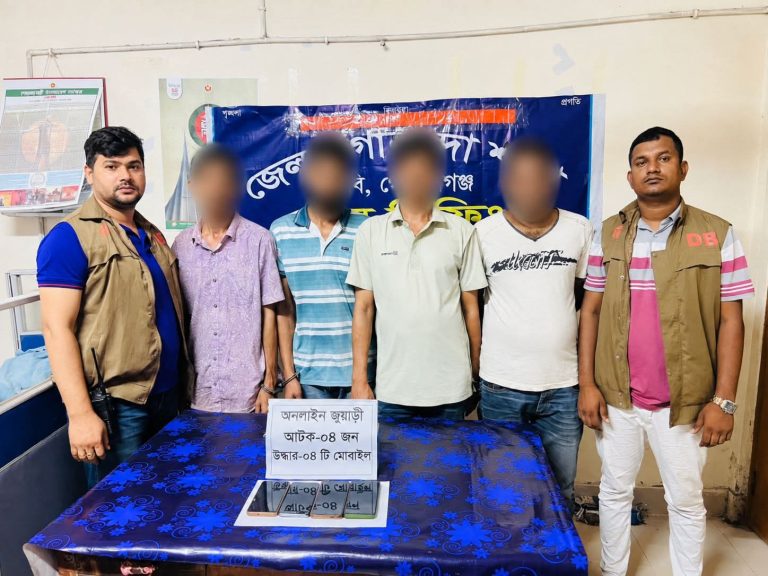গোপালগঞ্জে অনলাইন জু-য়া-র বিরুদ্ধে ডিবির অভিযান, গ্রে-প্তা-র ৪