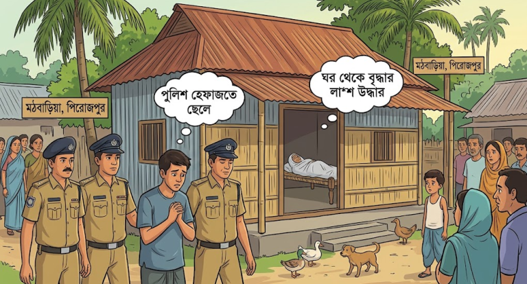 পিরোজপুর মঠবাড়িয়ায় ঘর থেকে বৃদ্ধার লা*শ উদ্ধার ছেলে পুলিশ হেফাজতে