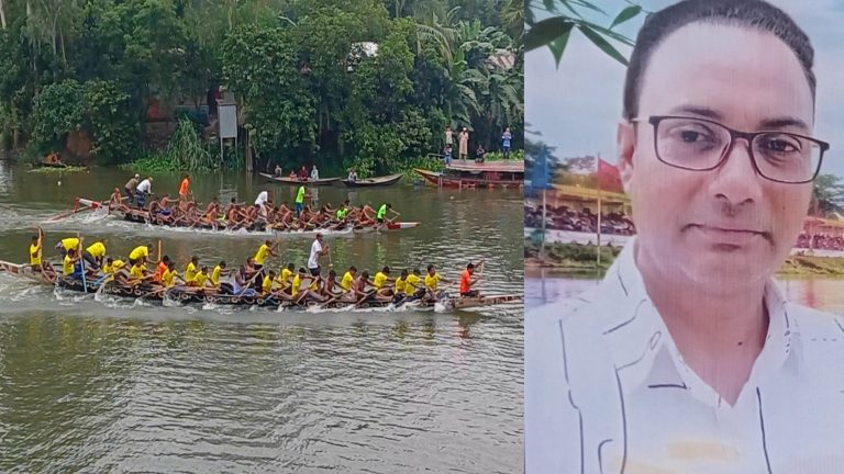 ভাঙ্গুড়ায় গুমানি নদীর শাখা নদীতে জমজমাট নৌকা বাইচ, দর্শনার্থীদের ঢল